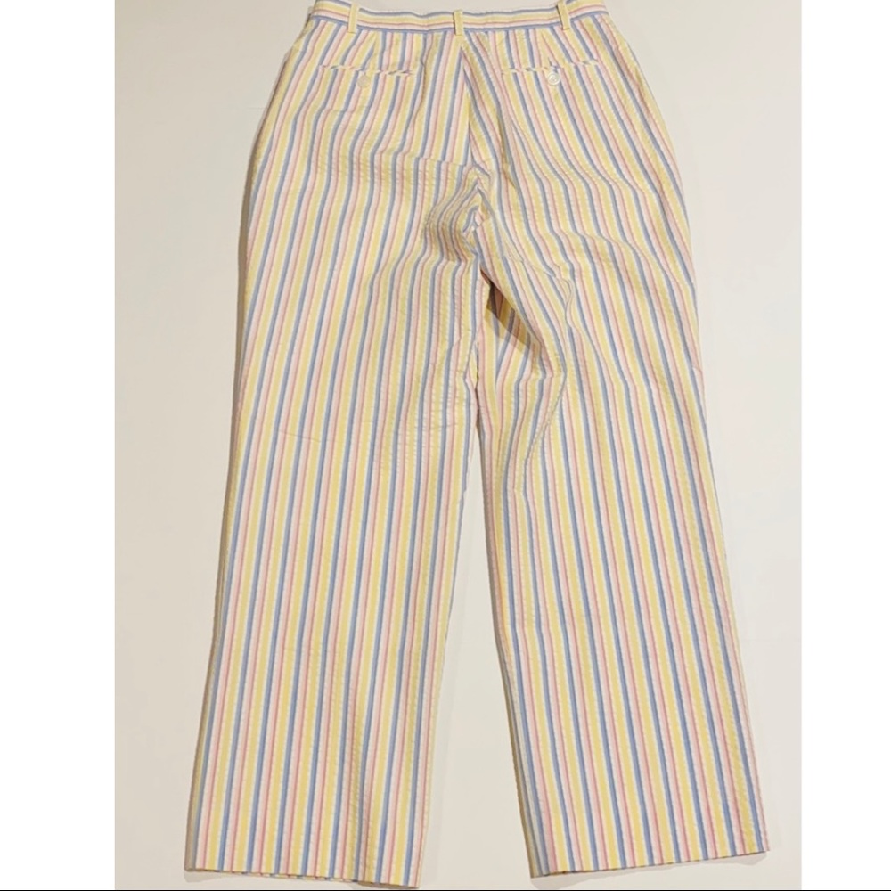 Brooks Brothers SZ 4 Striped Cotton Ankle Pants Flat Front D13